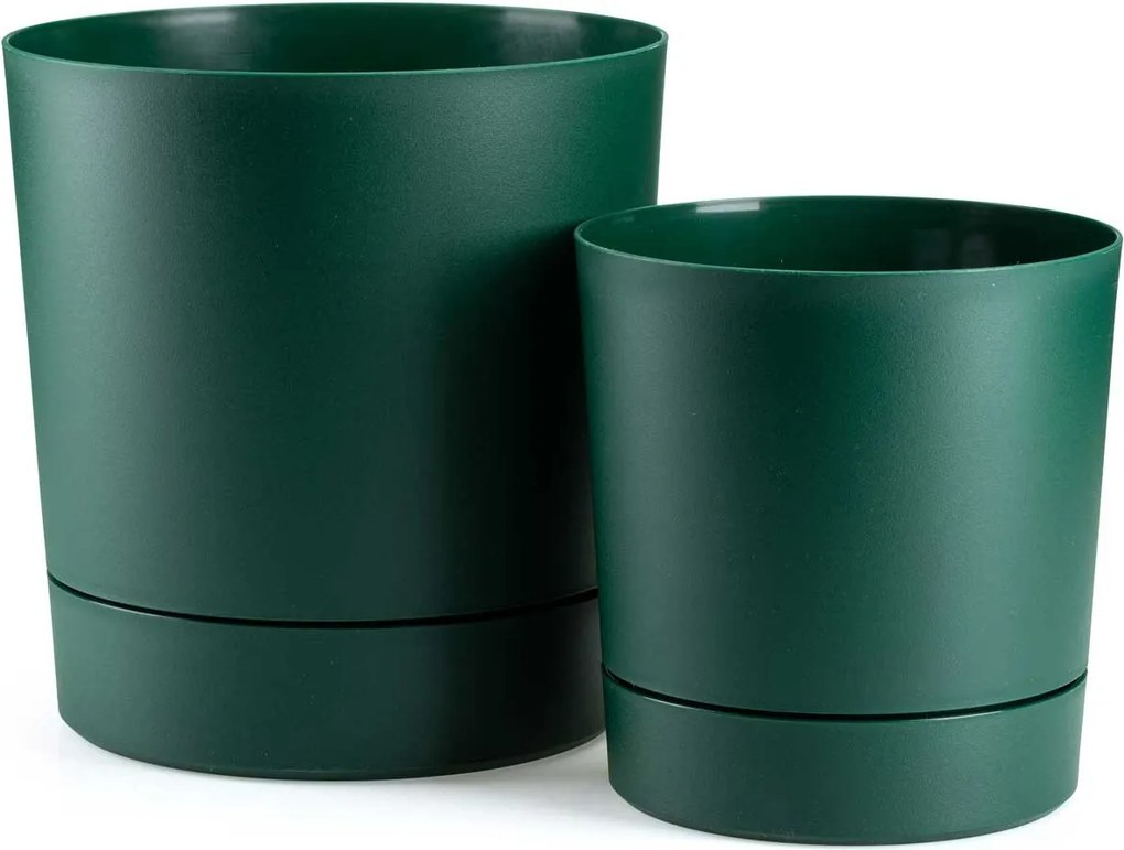 PLASTOVÝ KVETINÁČ AZALEA SADA 2KS 22,5X23,5 CM+17,5X18,5 CM TMAVOZELENÁ