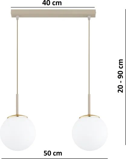 Brilagi - Závesný luster na lanku MILO 2xE27/60W/230V béžová/zlatá