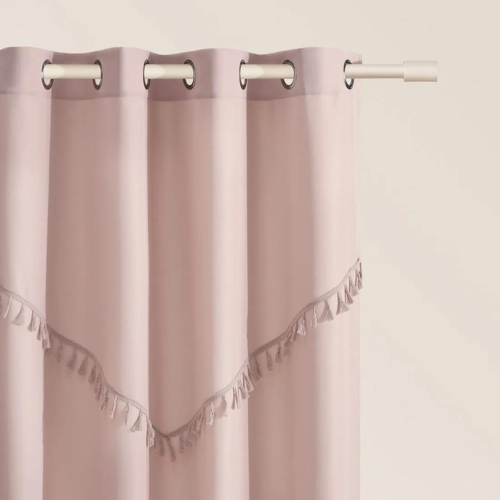 Room99 Hotový záves na krúžkoch so strapcami Chloe Jednofarebný Farba: Ružová, Veľkosť: 140 x 280 cm