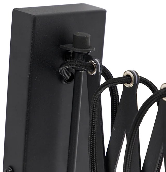 Priemyselná nástenná lampa čierna s nastaviteľným ramenom - Merle