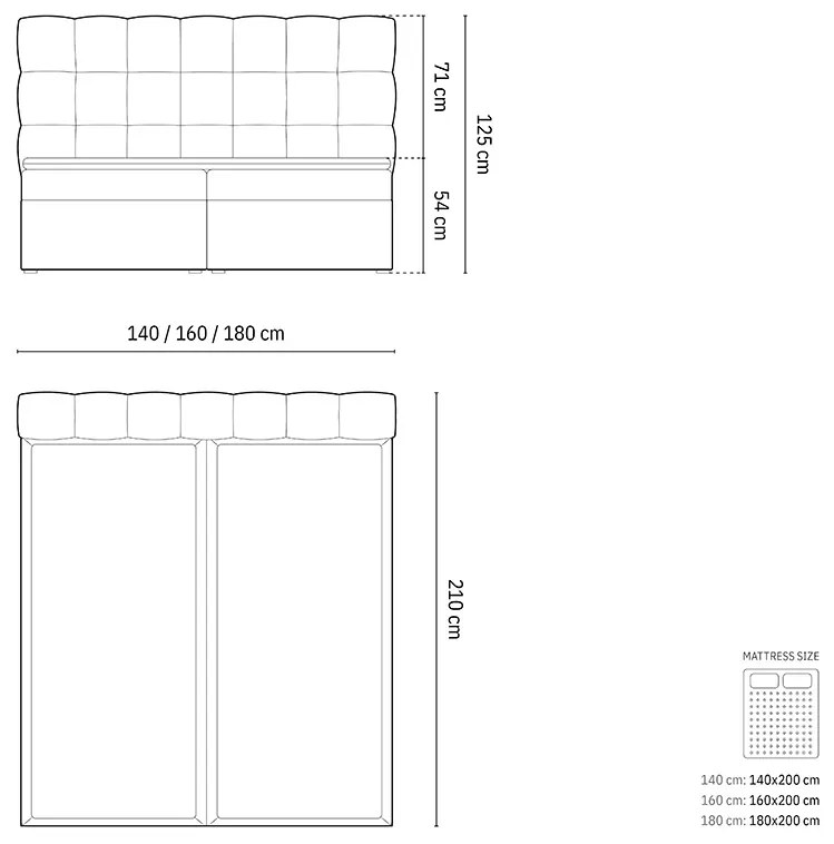Micadoni Mamaia čalúnená posteľ - Svetlobéžová, 140 cm