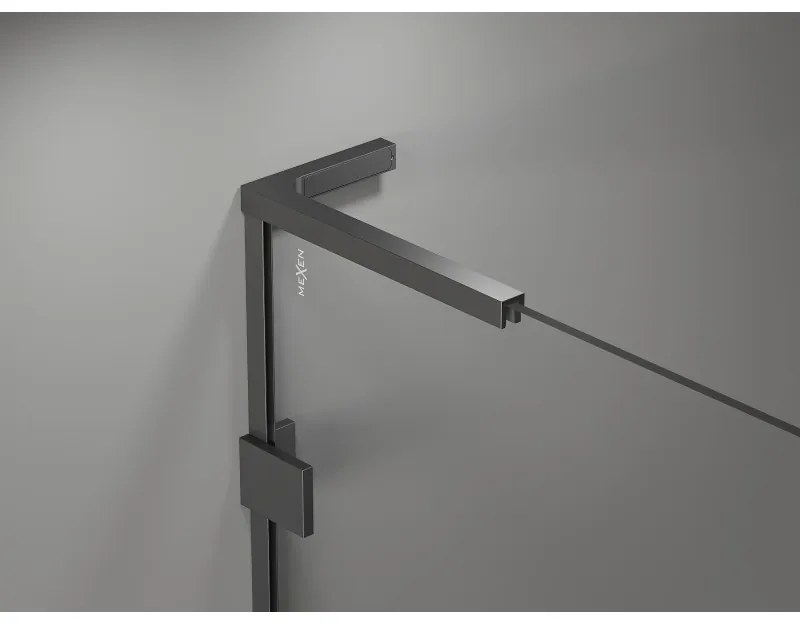 Mexen Lunar, L Duo výklopný sprchový kút 95 x 85 cm, 8mm číre sklo, grafitový profil, 834L-095L-085P-95-00
