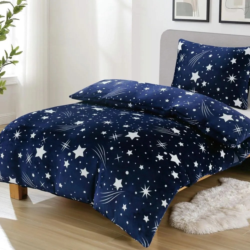 Jemné mikroplyš obliečky Homa DEBORAH STAR BLUE 140x200 cm