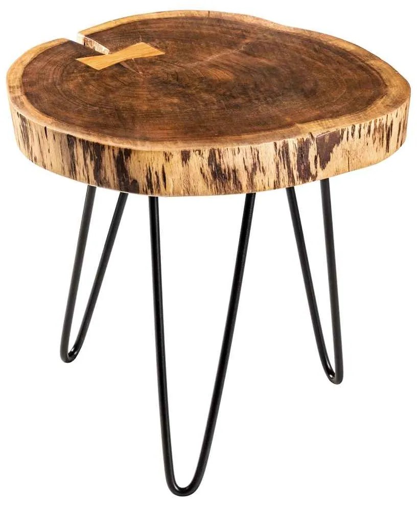 Dizajnový odkladací stolík Island 40 cm hnedá akácia