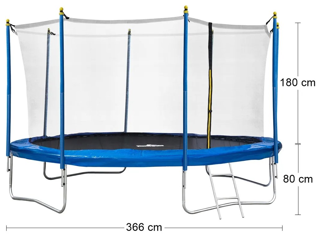Trampolína Jumper Fly 366 cm - čierna / modrá