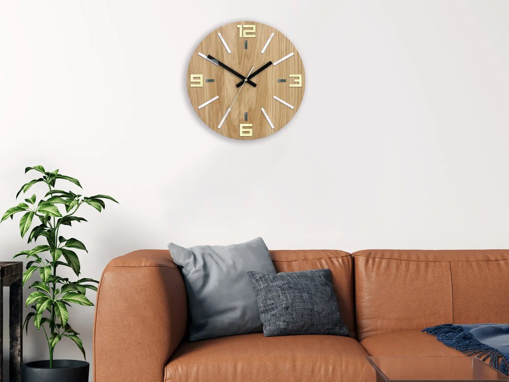 Dřevěné nástěnné hodiny Dexi 33 cm dub přírodní