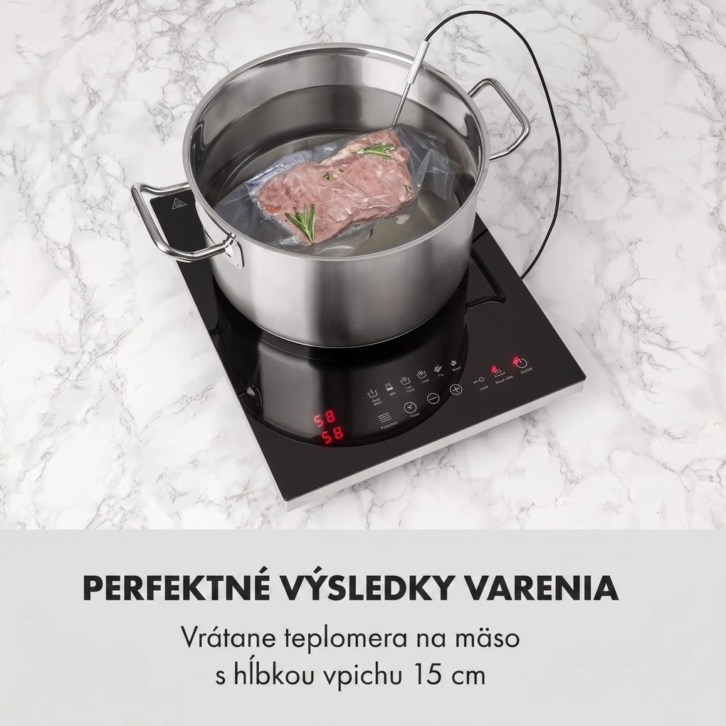 Klarstein Cook n Roll, indukčná varná doska, 2000 W, 3h časovač, 10 úrovní výkonu, čierna
