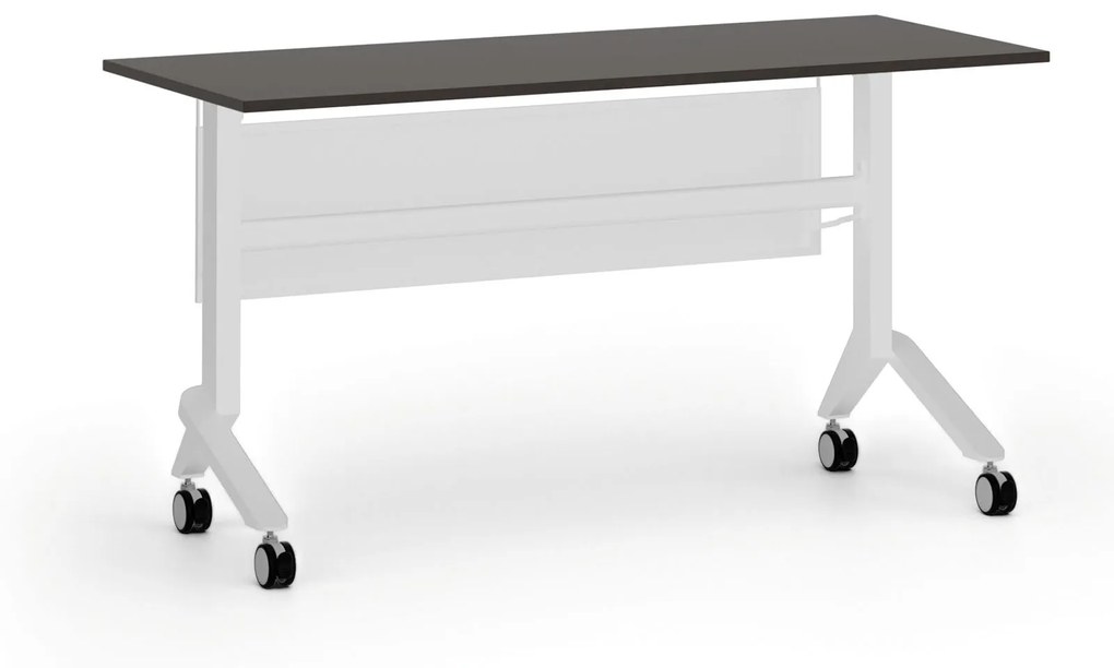 Mobilný stôl PRIMO MOVE, 1400 x 600 mm, biela podnož, wenge