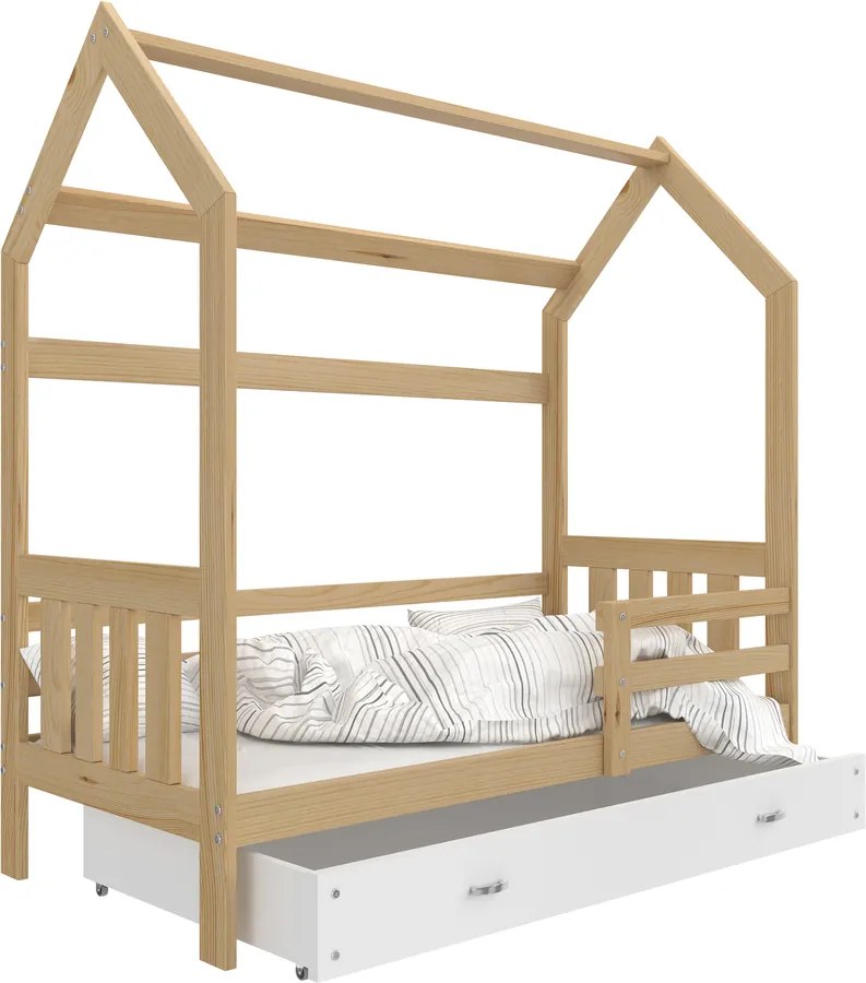Detská posteľ domček Filip - prírodná-biela 190x80 cm