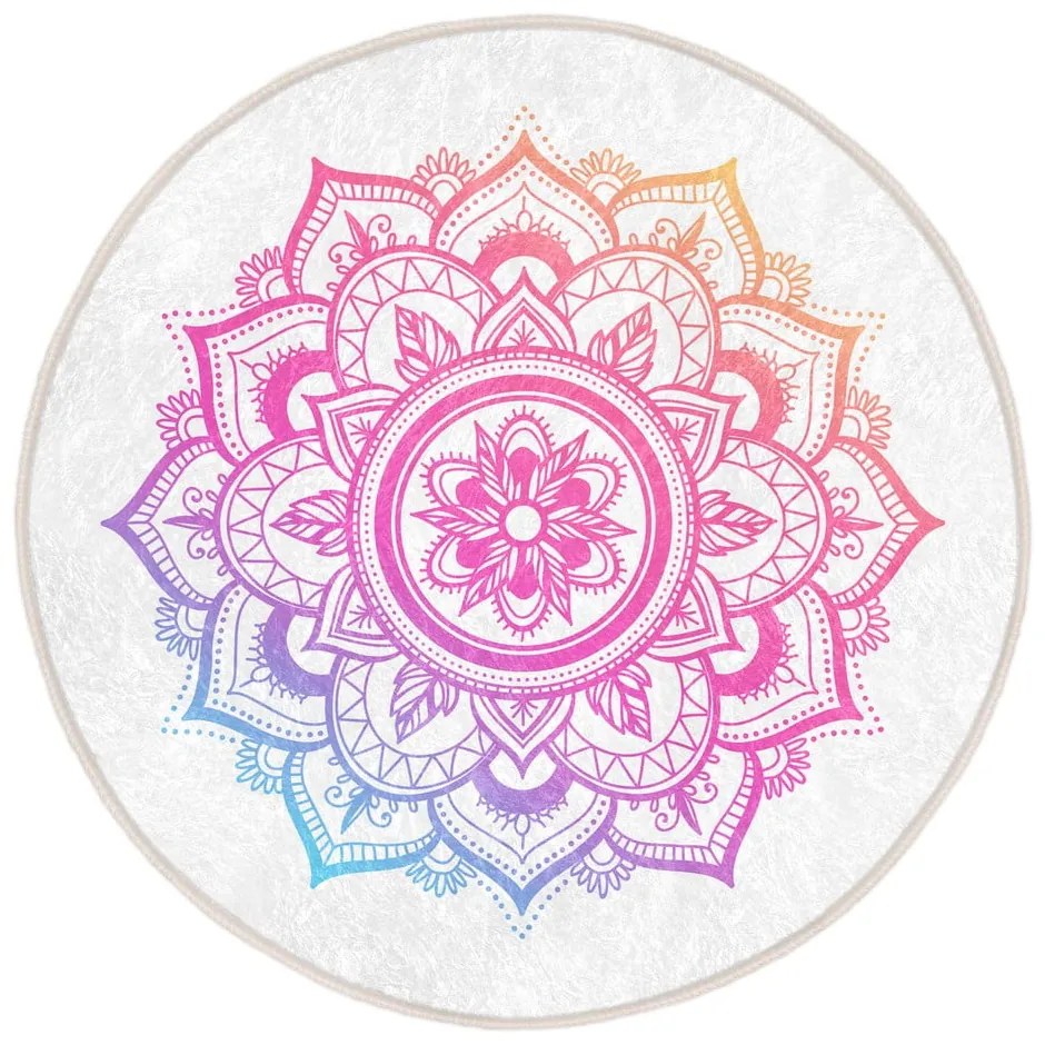 Bielo-ružový prateľný okrúhly koberec vhodný pre robotické vysávače ø 120 cm Comfort – Mila Home