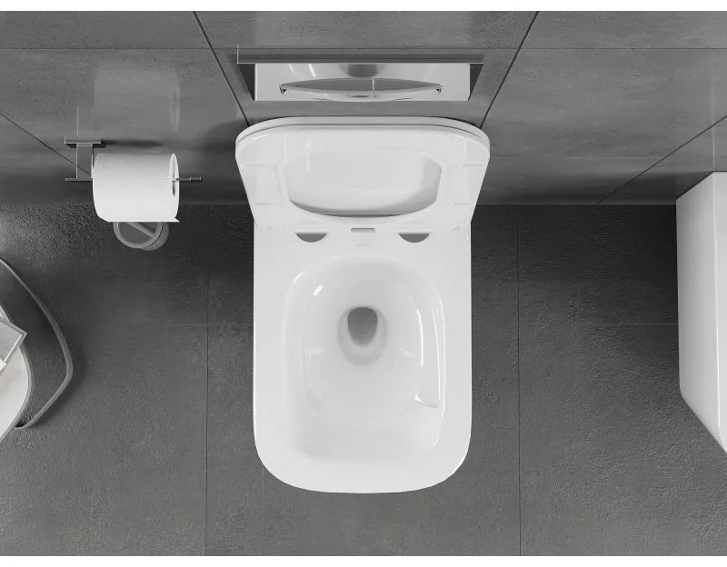 Mexen Teo, závesná WC misa 510x345x340 mm, Rimless Tornádo + WC sedadlo z duroplastu, biela lesklá, 30850600T