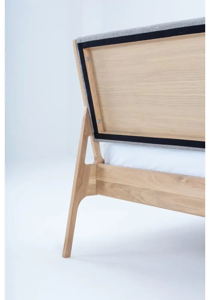 Sivá/prírodná čalúnená dvojlôžková posteľ z dubového dreva 180x200 cm Fawn - Gazzda