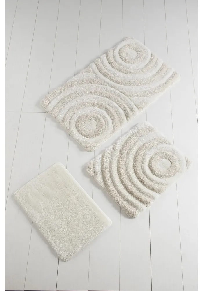 Béžové kúpeľňové predložky v súprave 3 ks 60x100 cm Wave – Foutastic