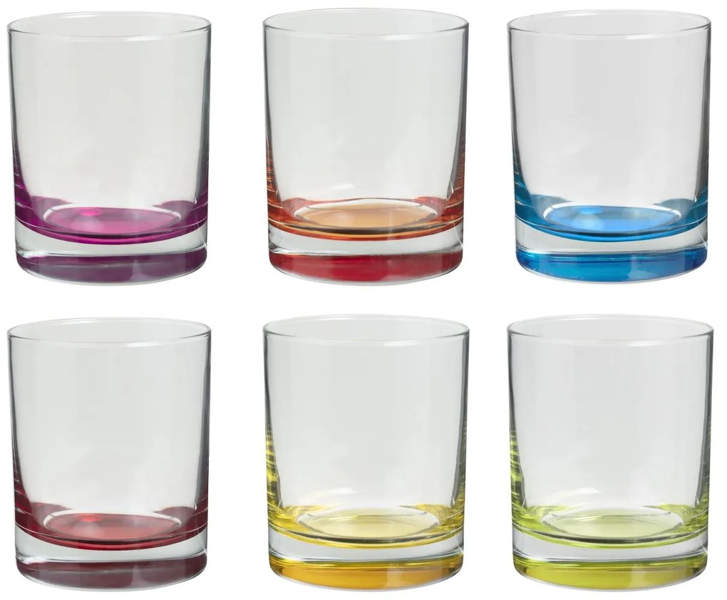 Sklenený pohár na vodu Color 300 ml sada 6ks