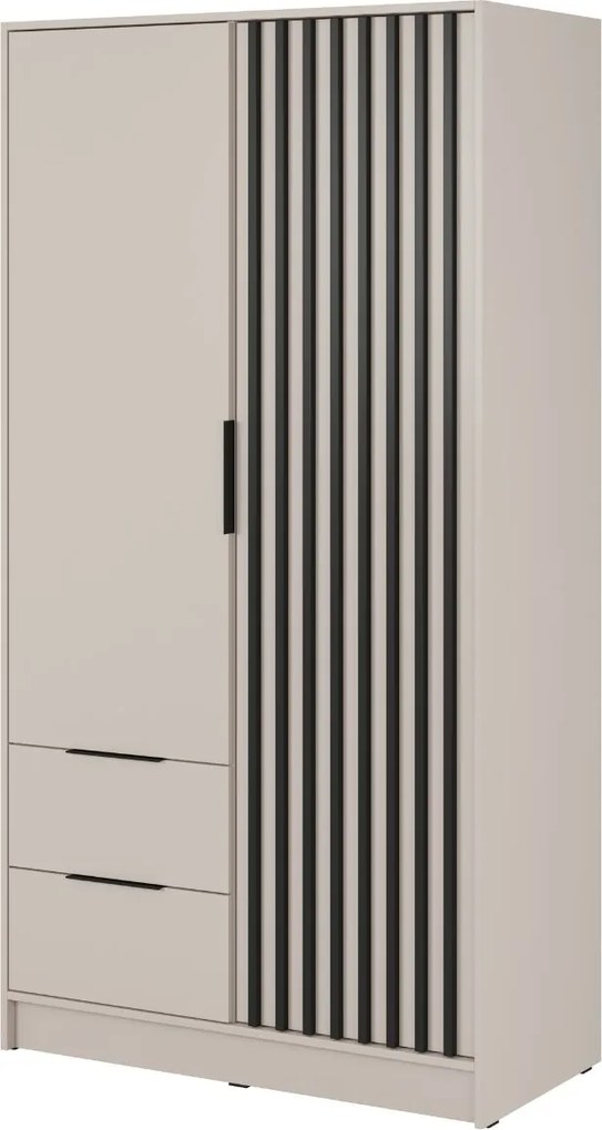 Šatníková skriňa Nelly 2D: kašmír s lamelami, 105 cm