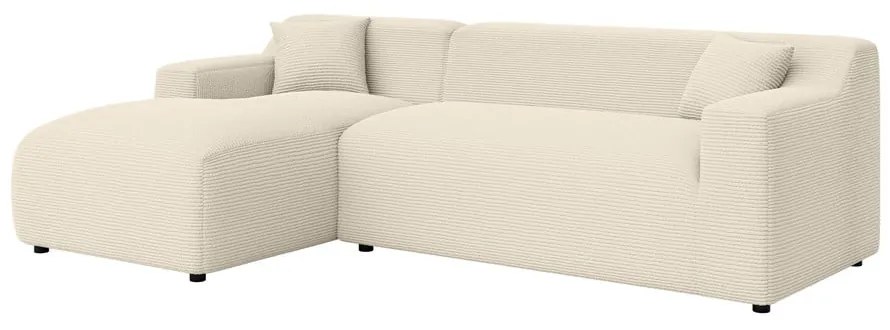 Béžovo-krémová menčestrová rohová pohovka (ľavý roh/s leňoškou) Martin – Ropez