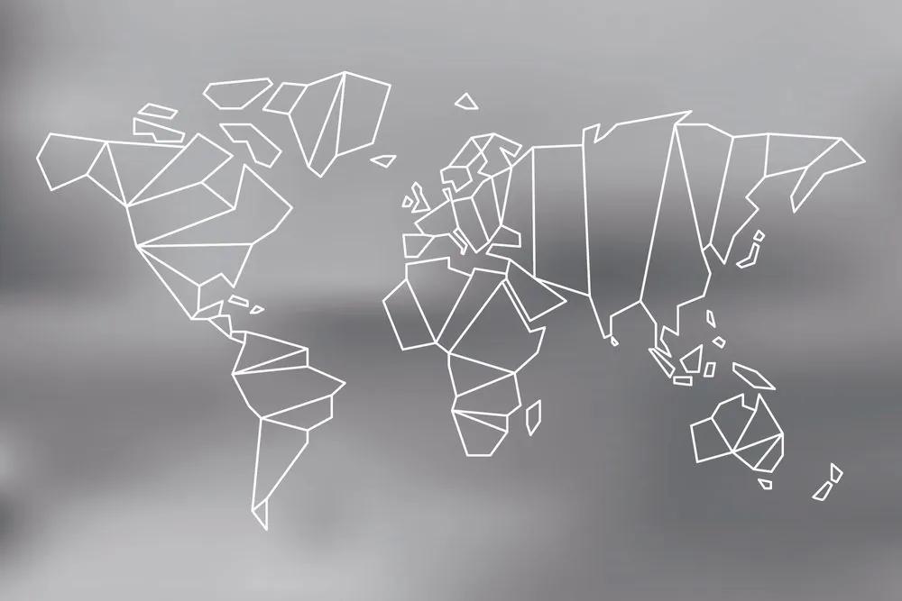 Samolepiaca tapeta štylizovaná mapa sveta v čiernobielom - 150x100