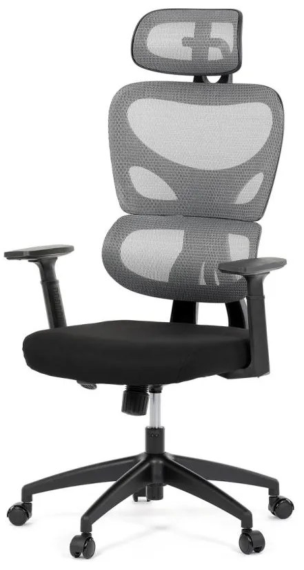 Kancelárska stolička KA-K2080 GREY, sivá sieťovina, čierny plast