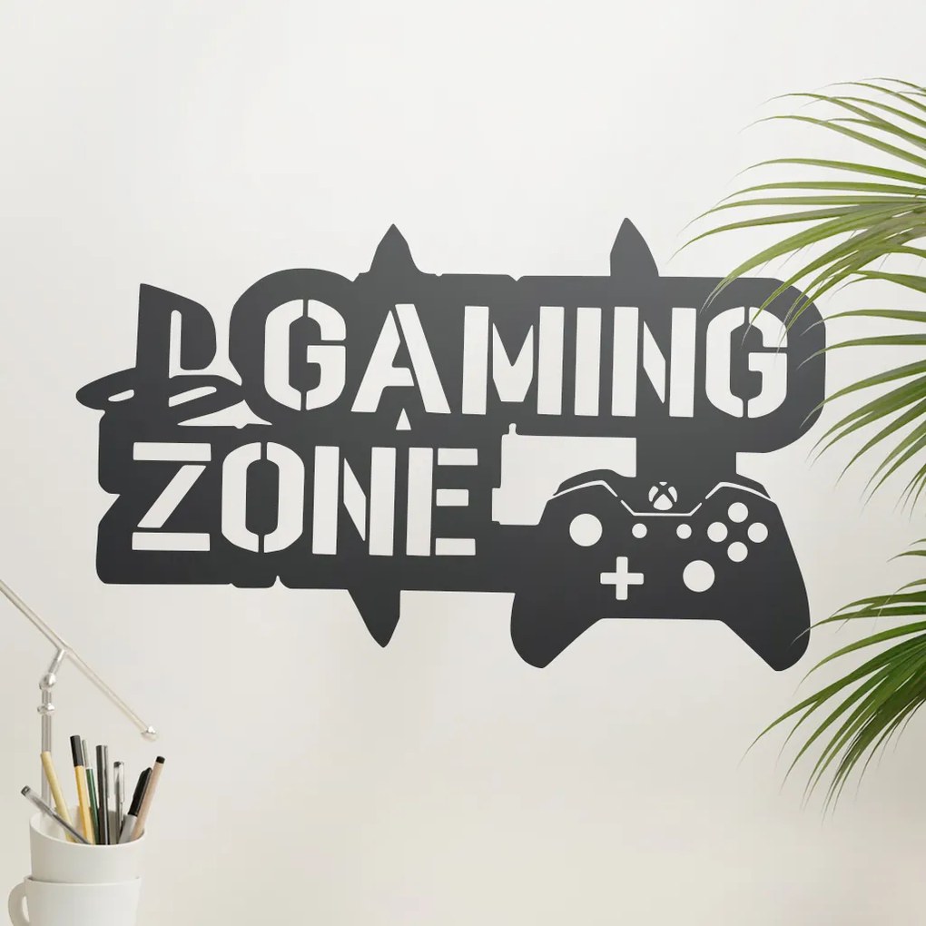 Veselá Stena Samolepka na stenu na stenu Gaming zone Farba: černá