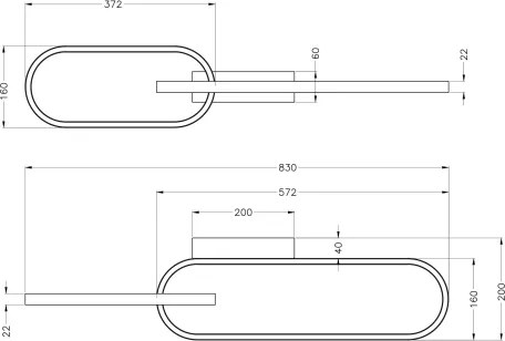 Zuma Line C241145502A - LED stropné svietidlo RAVON 2xLED/24W/230V čierna/zlatá