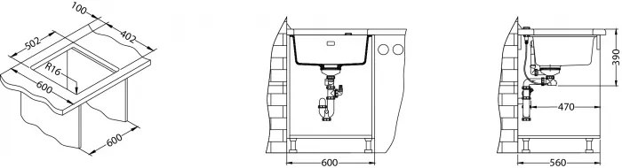 ALVEUS QUADRIX 50-11 white - zabudovanie pod pracovnú dosku