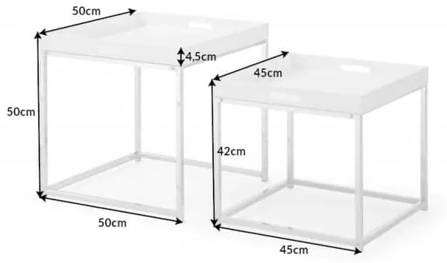 Konferenčný stolík Elements set 2ks biela stolík s podnosom