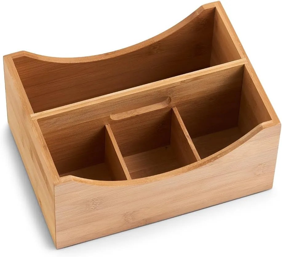 Zeller Present Bambusový úložný box s rúčkou, triediaci, 4 priehradky MARGAS, 25x18x12