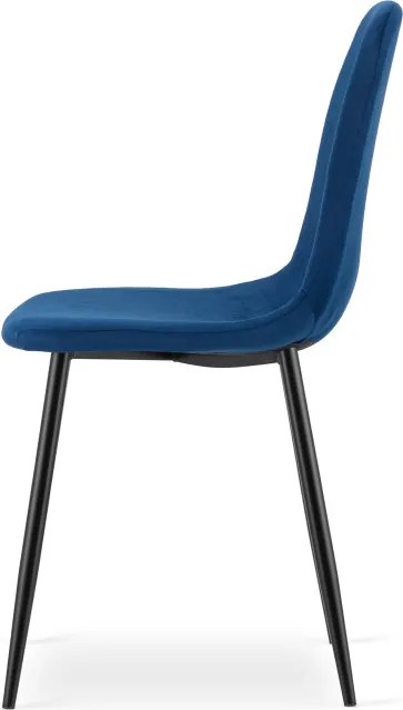 Set dvoch jedálenských stoličiek PADVA zamatové modré / čierne nohy (2 ks)