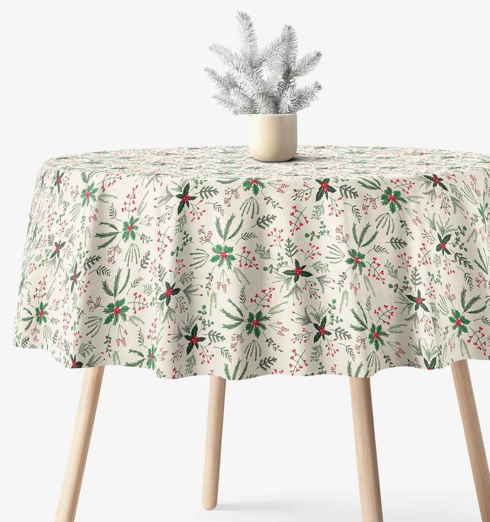 Goldea okrúhly obrus valencia - lesné vetvičky Ø 140 cm