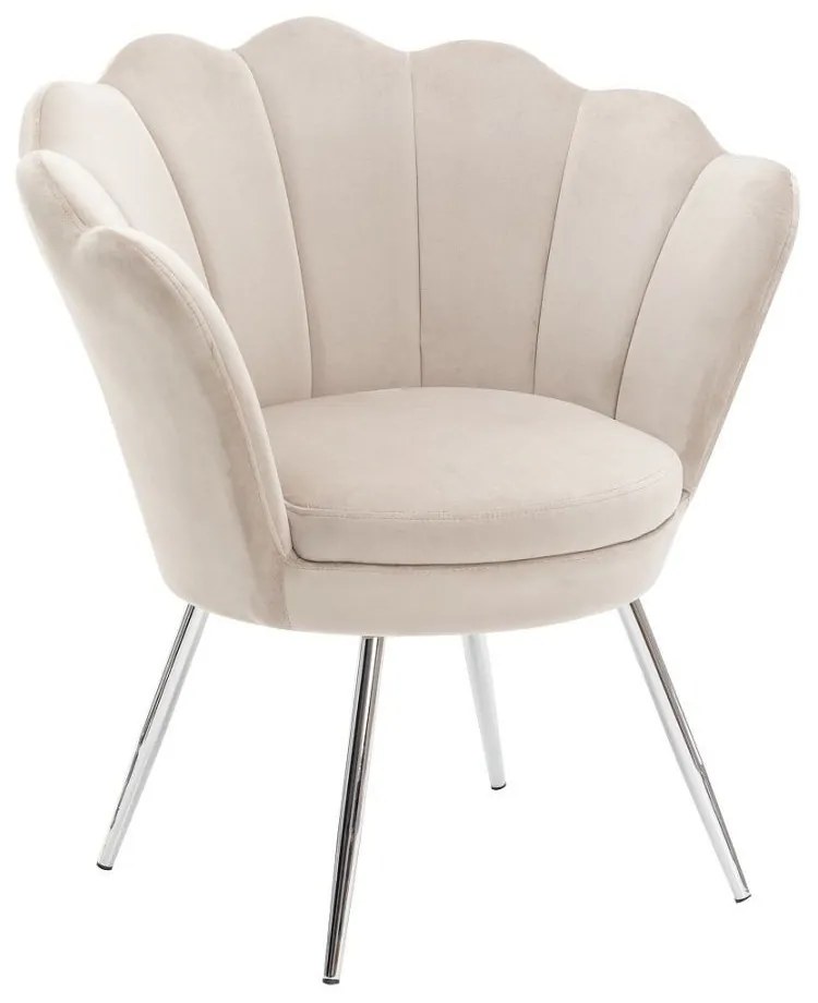LuxuryForm DESIGN Kreslo FREY VELUR so striebornými nohami - latte