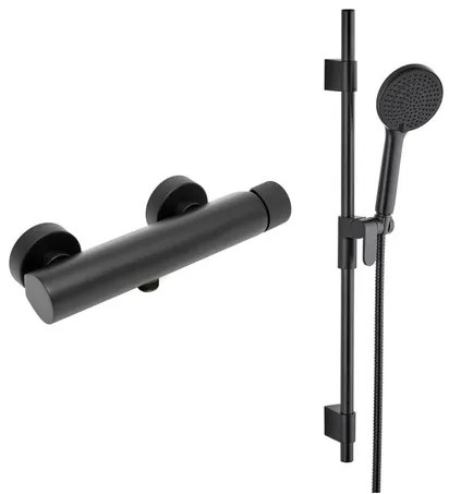 Sprchová batéria SAT Evolution so sprchovacím setom 150 mm čierna matná SATBSEVO268CSET1