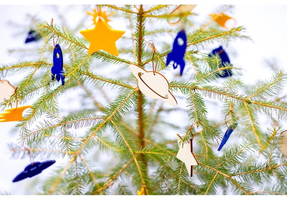 Súprava 8 drevených vianočných dekorácií Spira Medium