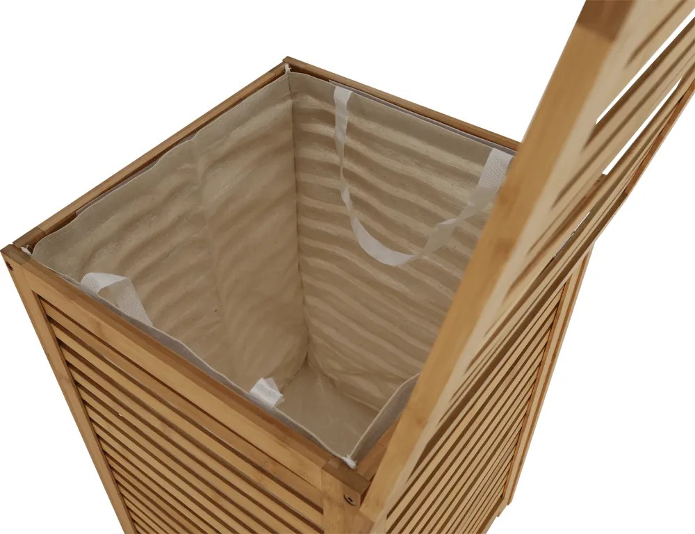 Kondela Kôš na bielizeň, lakovaný bambus/béžová, BASKET