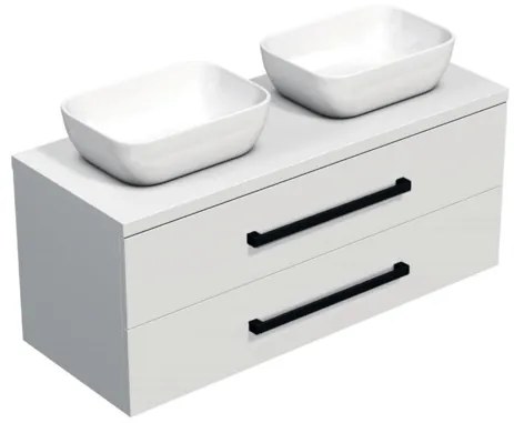 Kúpeľňová skrinka s čiernou úchytkou a krycí doskou SAT Cube Way 120x71x46 cm biely lesk CUBE46C1203BISAT45, 1 ks