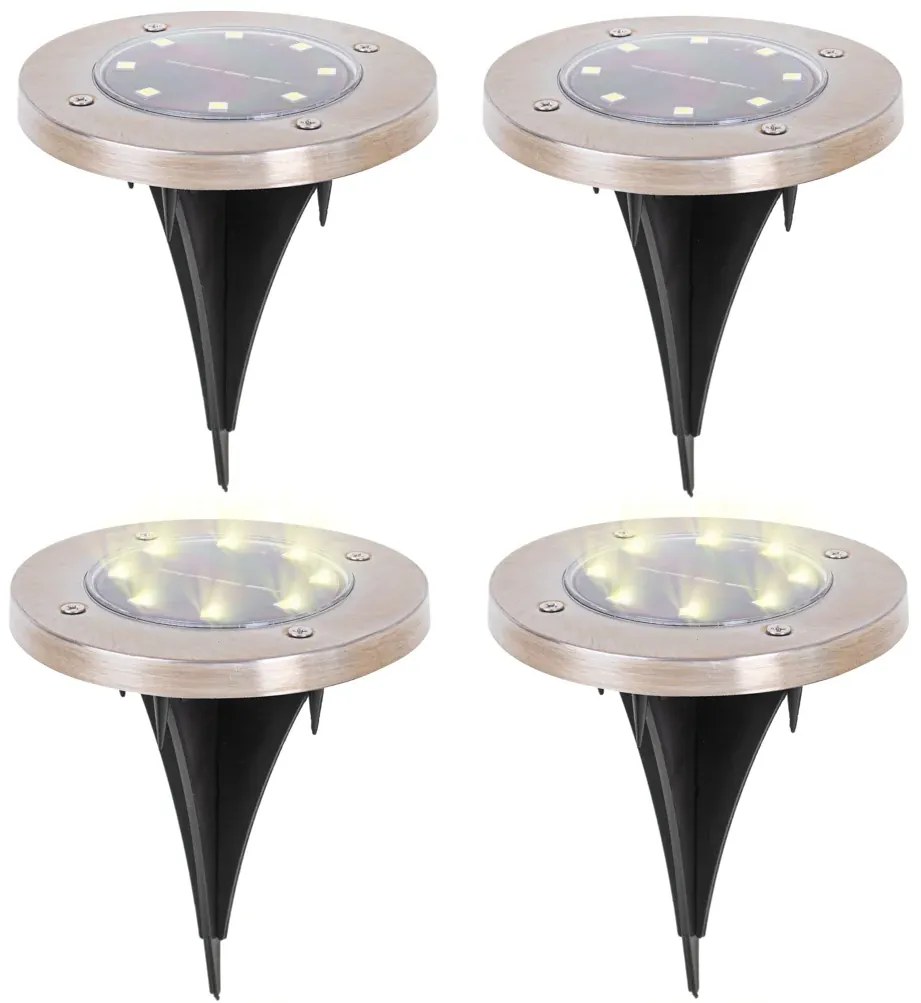 KIK Solárne záhradné LED svetlá - 8 LED - 4 ks - teplá biela