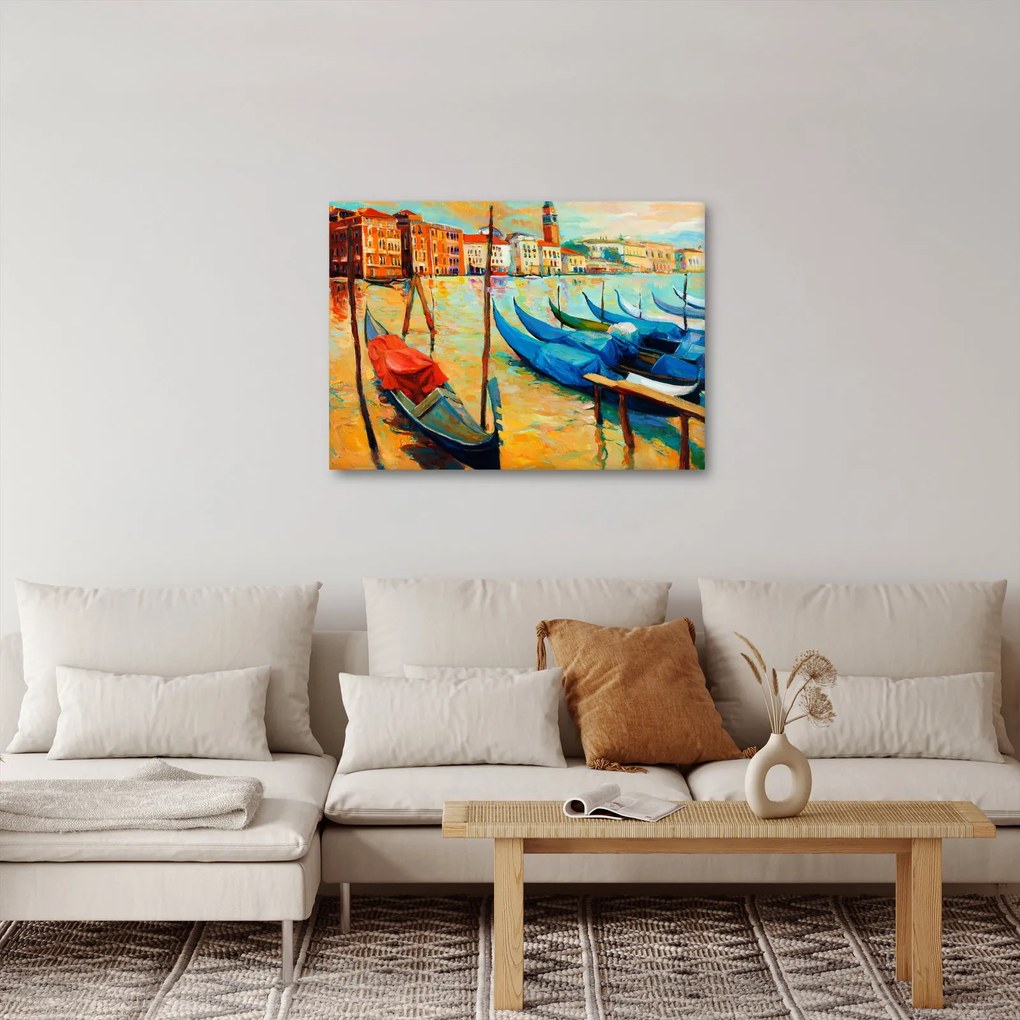 Obraz - Prístav v Benátkach (70x50 cm)