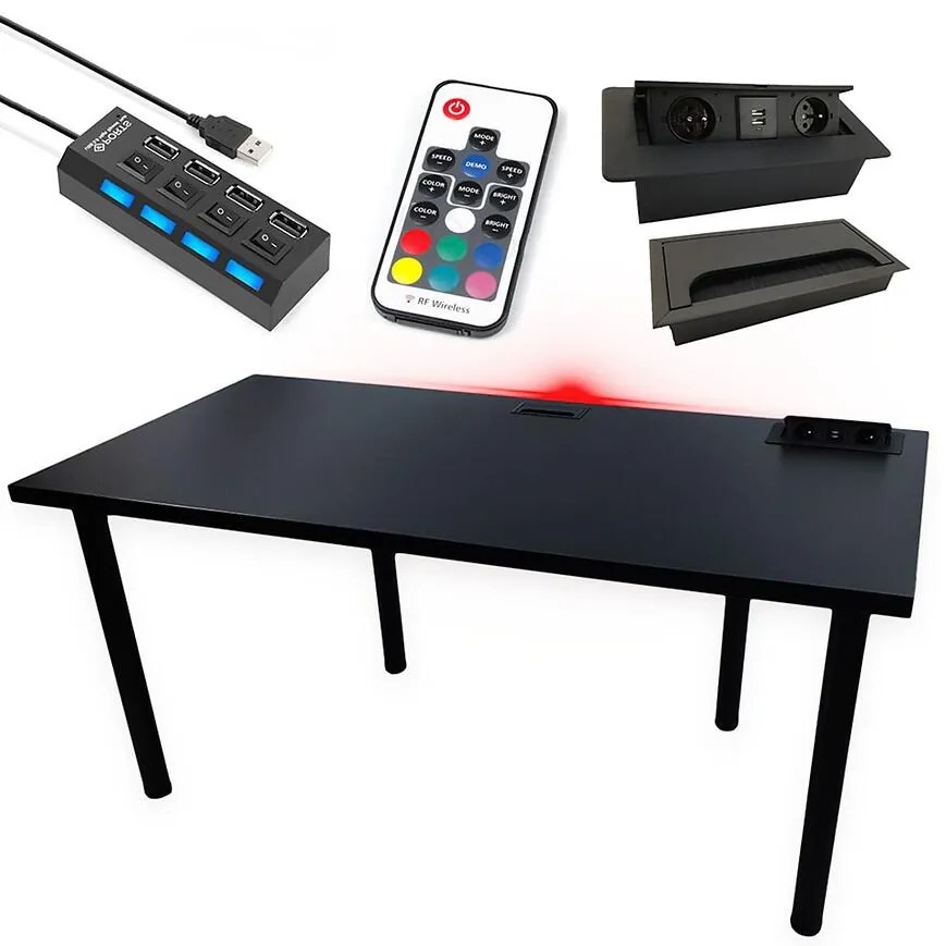 Písací Stôl Top Čierna 136x66x3,6 Model 3