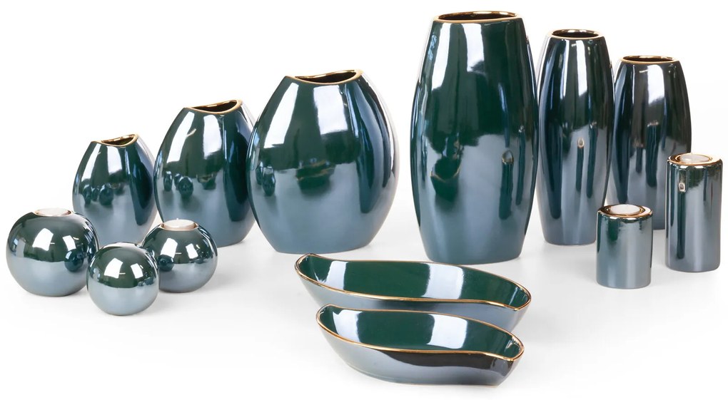 KERAMICKÁ VÁZA AMORA 18X9X20 CM ZELENÁ