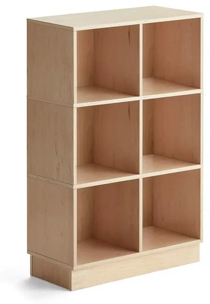 Drevená úložná skriňa RICO, so soklom, 6 priehradiek, Š 1200 mm, breza