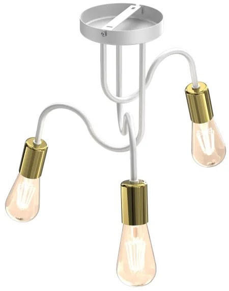 Prisadený luster DOW 3xE27/60W/230V biela/zlatá