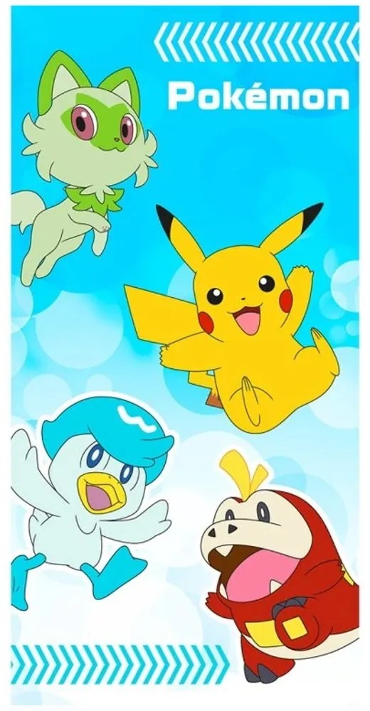 Bavlnená plážová osuška Pokémon - motív Chyť ich všetkých! - 100% bavlna - 70 x 140 cm