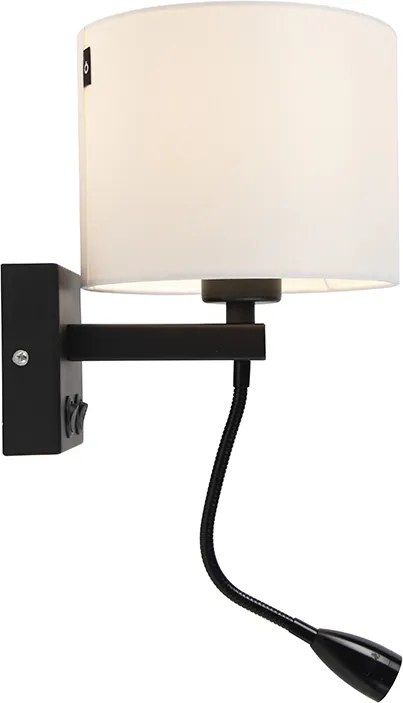 Moderná nástenná lampa čierna s bielym tienidlom - Brescia