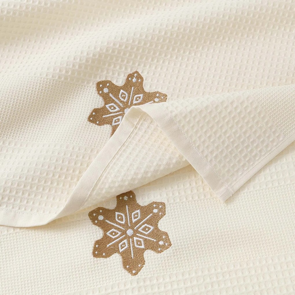 Goldea kuchynská vaflová utierka s výšivkou - perník na krémovom 50 x 70 cm