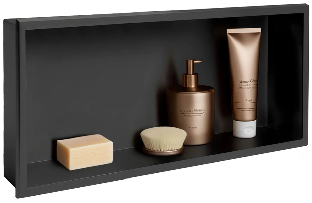 Rea Rea, oceľová kúpeľňová polička 30x60 cm, čierna matná, REA-05605