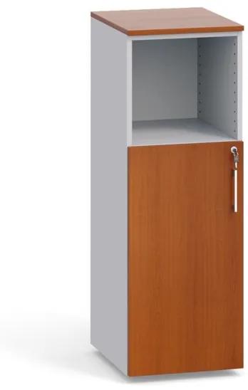 Kancelárska skriňa kombinovaná s dverami, 1087 x 400 x 420 mm, sivá / čerešňa