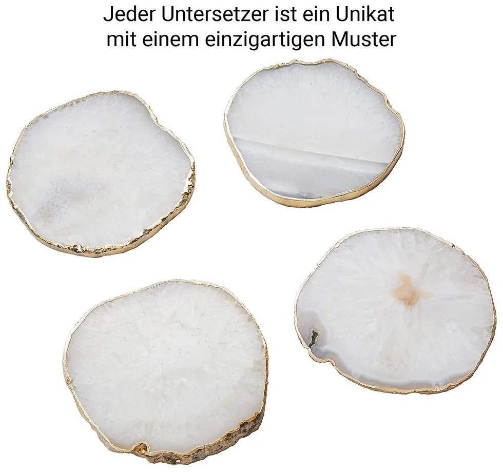 CRYSTAL Podtácok z drahých kameňov 10 cm - biela