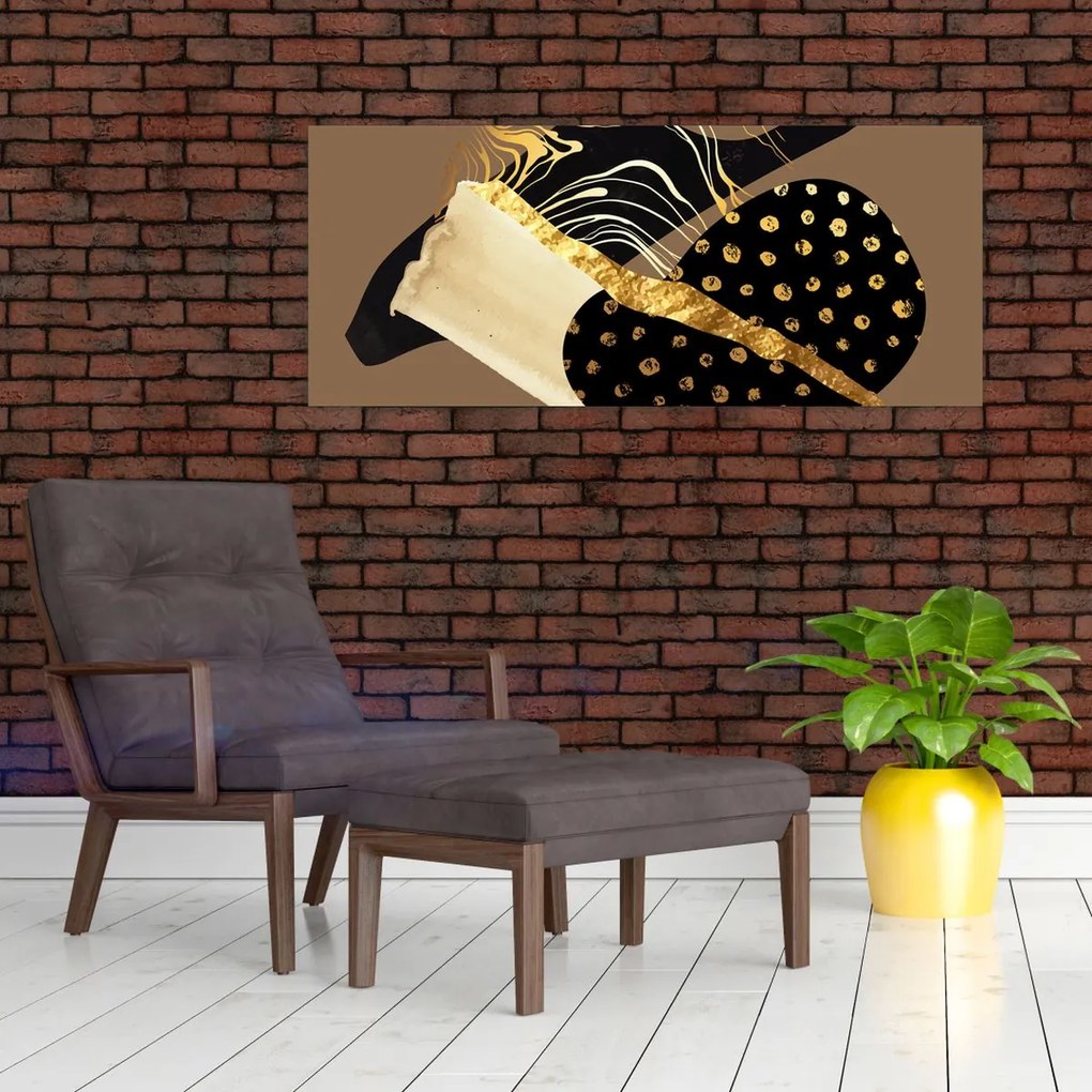 Obraz - Abstrakcia golden brown N⁰1 (120x50 cm)