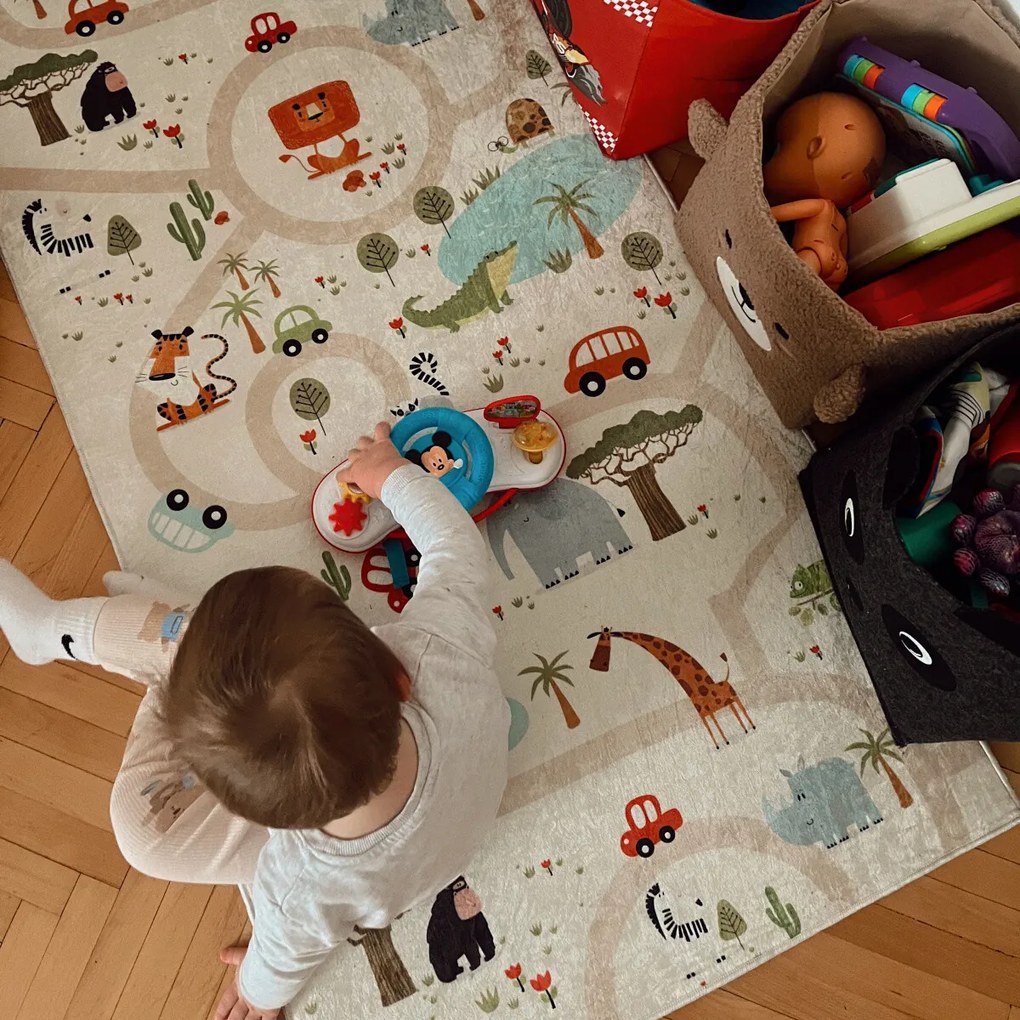 Dywany Łuszczów, Detský kusový koberec Bambino 1165 Zoo, 80x150, viacfarebná, detská izba