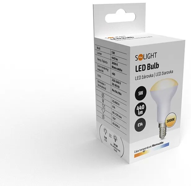 SOLIGHT SMD LED reflektorová žiarovka R50 5W E14 3000K 440lm