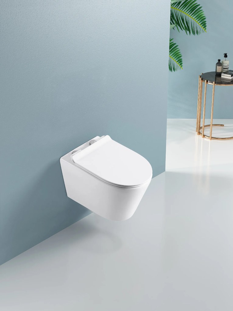 Cerano Norbi, závesná WC misa Rimless 485x365x360 mm + UF toaletné sedátko, biela lesklá, CER-CER-417380